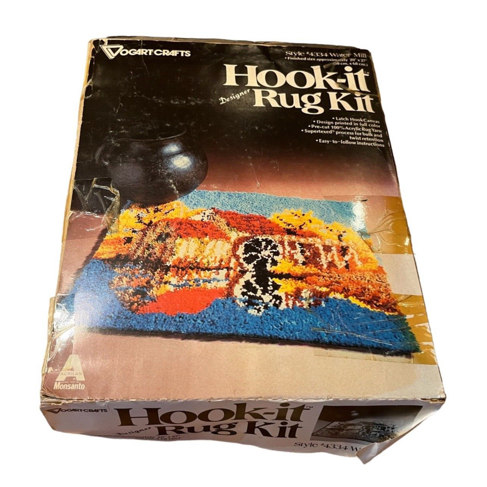 Vogart Crafts 4334 Hook-It Rug Kit Water Mill Vintage Retro Latch Hook